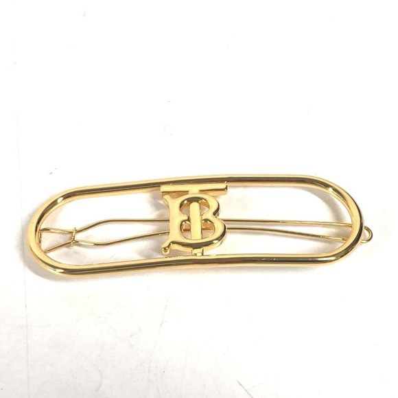 BURBERRY TB Hair Hairpin Barrette Metal Women's Gold